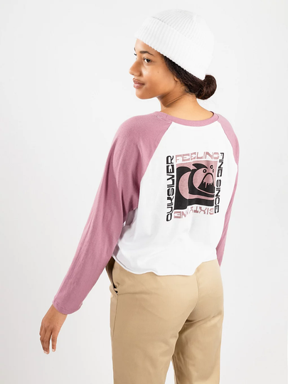 Quiksilver Crop Raglan Long Sleeve T-Shirt pinkki