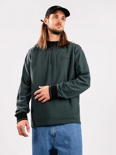Welcome Parliament Pique Zip Long Sleeve Polo vihreä
