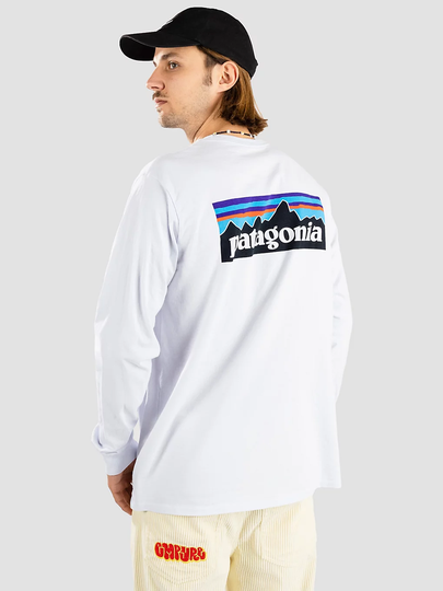 Patagonia P-6 Logo Responsibili Pitkähihainen T-paita valkoinen