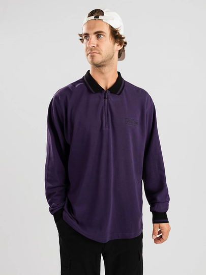 Welcome Parliament Pique Zip Long Sleeve Polo violet