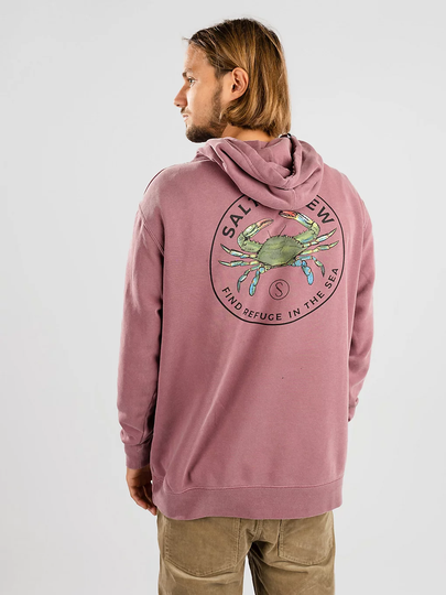 Salty Crew Blue Crabber Overdyed Fleece Hoodie punainen