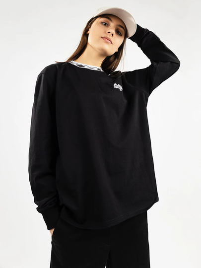 HUF Jacauard Neck Knit Long Sleeve T-Shirt musta