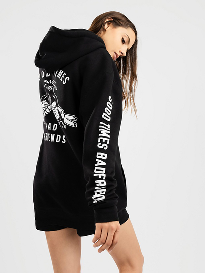Lurking Class Good Times Bad Friends Zip Hoodie musta