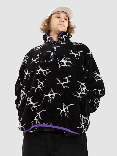 HUF Quake Sherpa 1/4 Zip Sweater musta
