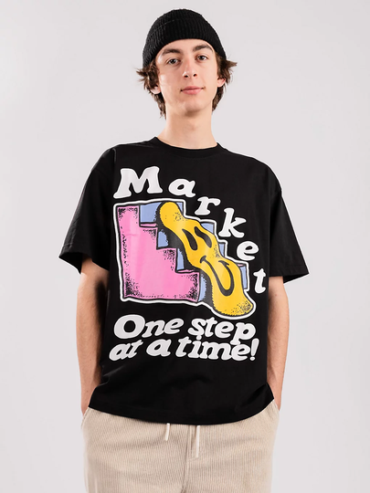 Market Smiley One Step At A Time T-Shirt musta