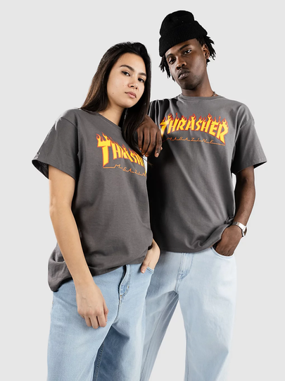 Thrasher Flame T-paita harmaa