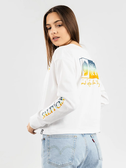 Salty Crew Alpha Gradient Crop Long Sleeve T-Shirt valkoinen
