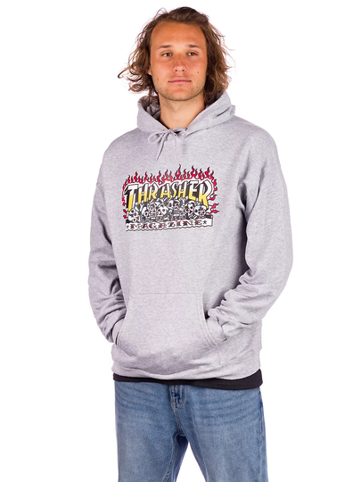 Thrasher Krak Skulls Hoodie harmaa