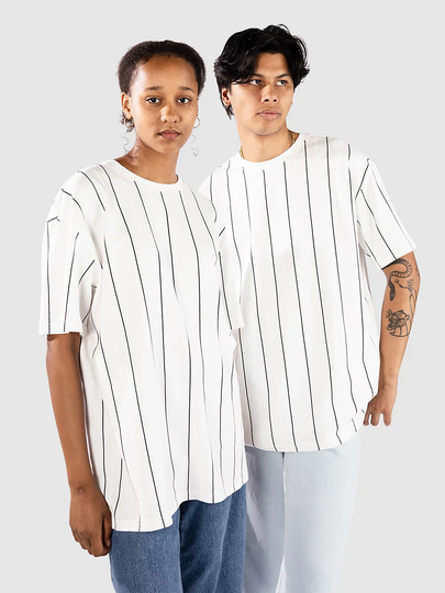 Urban Classics Printed Pinstripe T-paita valkoinen