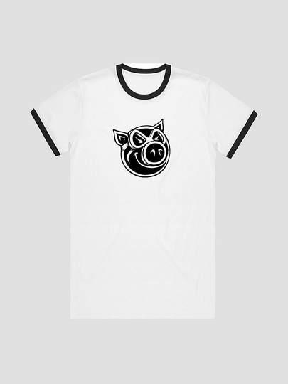 Pig Wheels Ringer T-Shirt valkoinen