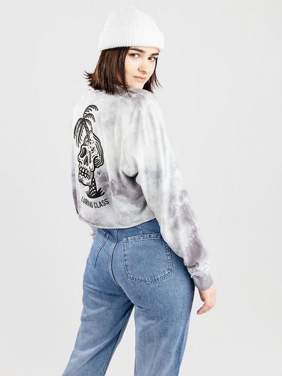 Lurking Class Palm Skull Cropped Long Sleeve T-Shirt tiedye