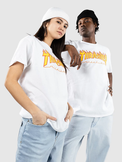 Thrasher Flame T-paita valkoinen