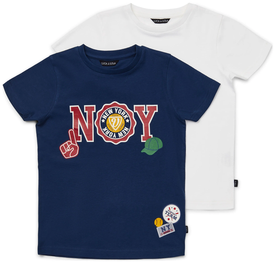 Luca & Lola San Marino T-Paita 2-pack, Navy/White 134-140
