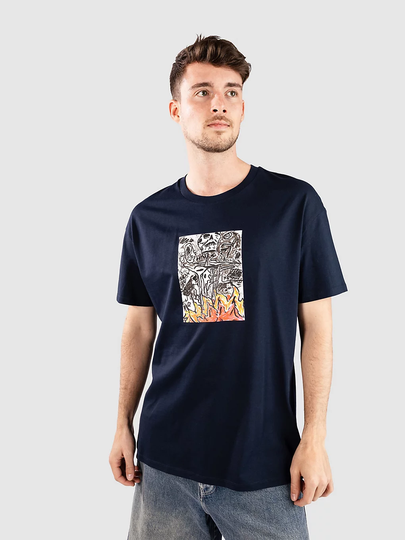 Poetic Collective Burning Skull T-paita sininen
