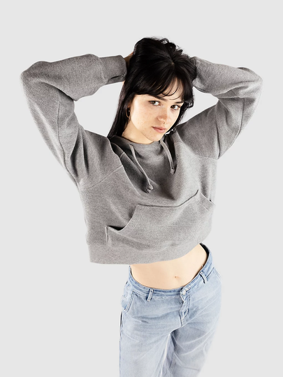 Ninth Hall Boxy Crop Reverse Terry Huppari harmaa