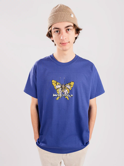 Welcome Butterfly Garment Dyed T-Shirt sininen