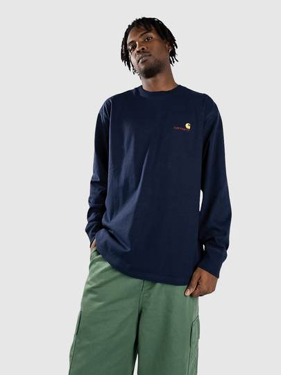 Carhartt WIP American Script Pitkähihainen T-paita sininen