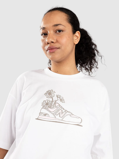 New Balance Oversized Flower T-Paita valkoinen
