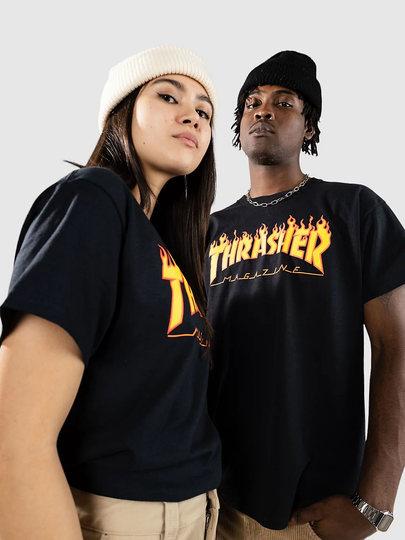 Thrasher Flame T-paita musta