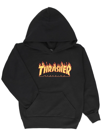 Thrasher Flame Kids Hoodie musta