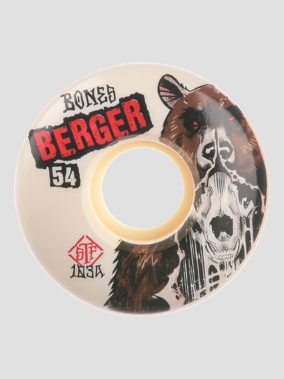 Bones Wheels STF Berger Skinned 103A V3 Slims 52mm Wheels valkoinen