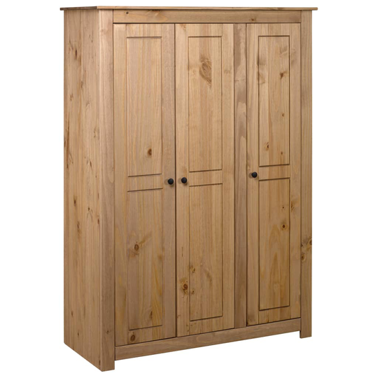 vidaXL 3-ovinen vaatekaappi 118x50x171,5 cm mänty Panama-sarja