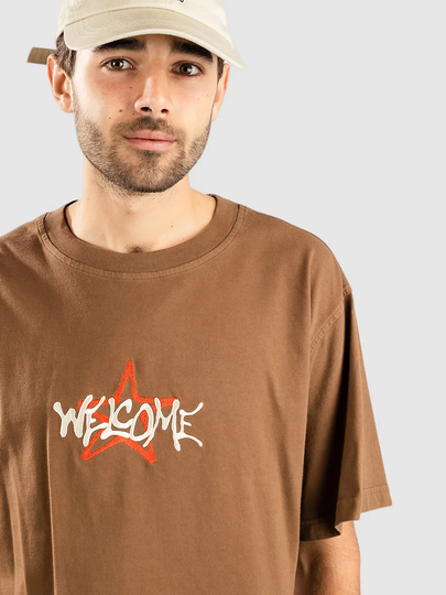 Welcome Vega Garment Dyed Knit T-paita ruskea