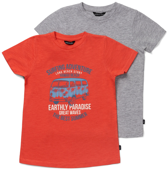 Luca & Lola Riccione T-paidat, Red/Grey Melange 98-104