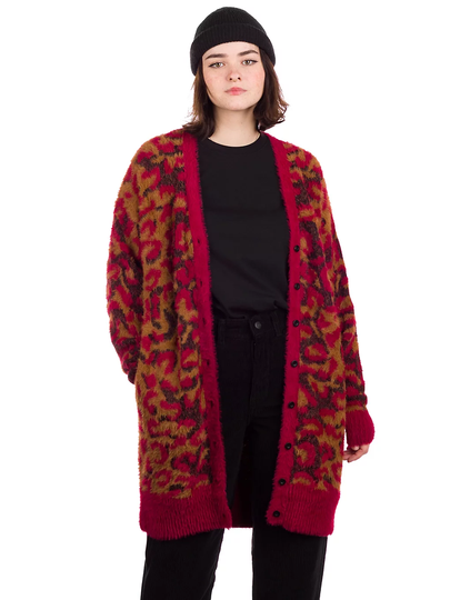 HUF Leopard Knit Duster Pullover punainen