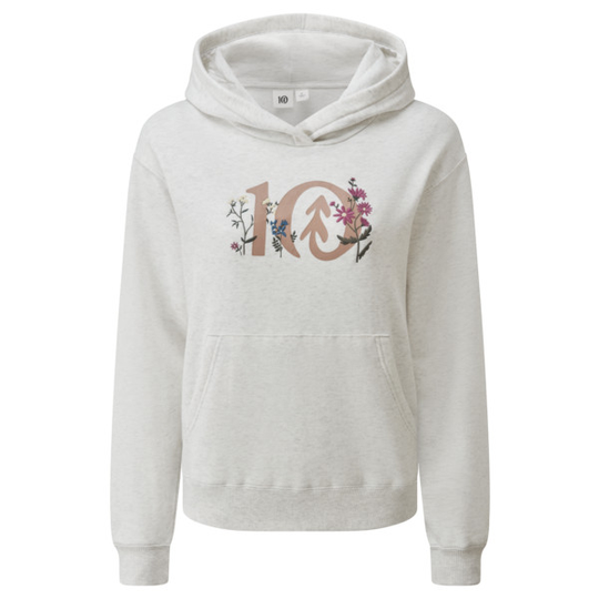 Tentree W Floral Logo Hoodie - Elm White Heather - Naiset - S
