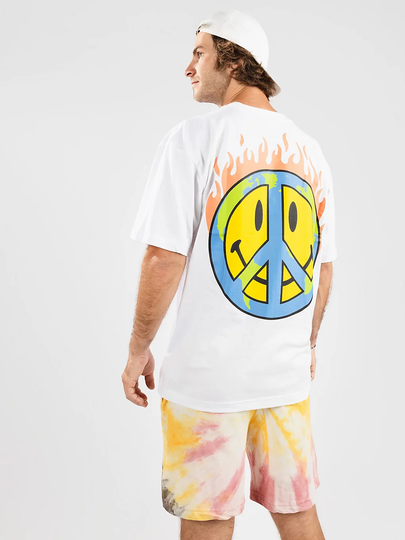 Market Smiley Earth On Fire T-Shirt valkoinen