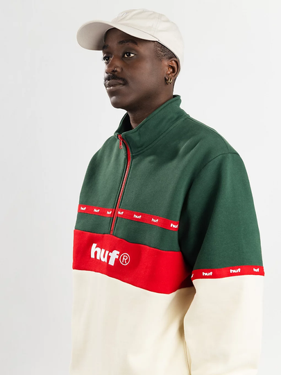 HUF Taped 1/4 Zip Fleece Sweater valkoinen