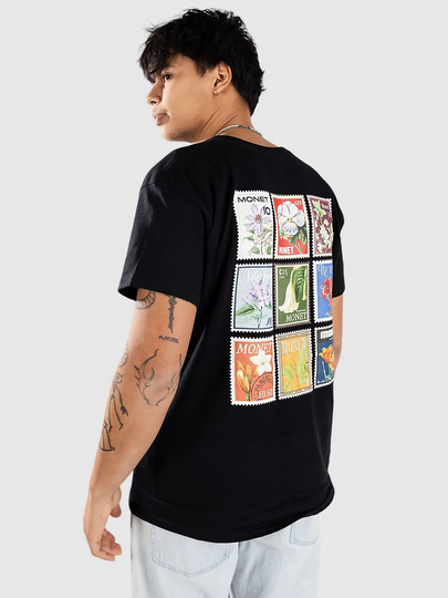Monet Skateboards Floral Stamps T-paita musta