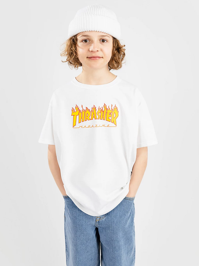 Thrasher Flame Kids T-Shirt valkoinen