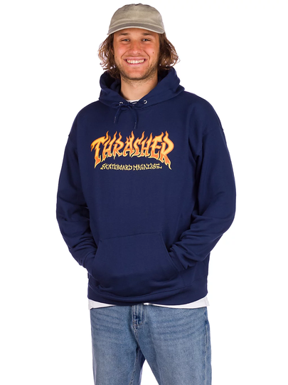 Thrasher Fire Logo Hoodie sininen