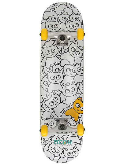 Meow Skateboards Sticker Pile 8" Complete valkoinen