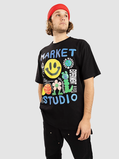 Market Smiley Collage T-Shirt musta