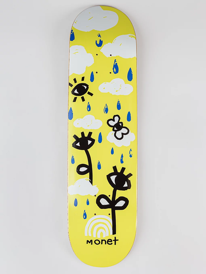 Monet Skateboards Rain Rain Go Away 8" Skateboard Deck keltainen