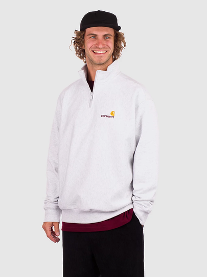 Carhartt WIP Half Zip American Script Half-Zip Neulepaita harmaa