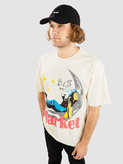 Market Man On Moon T-Shirt valkoinen