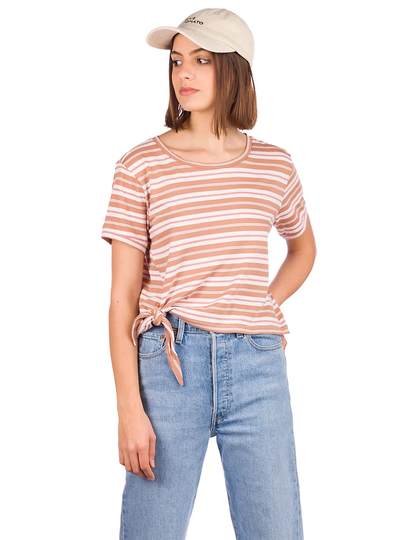 O'Neill Striped Knotted T-Shirt ruskea