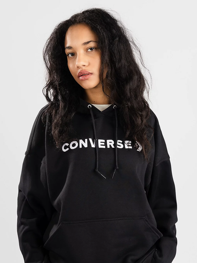 Converse Embroidered Oversized Hoodie musta