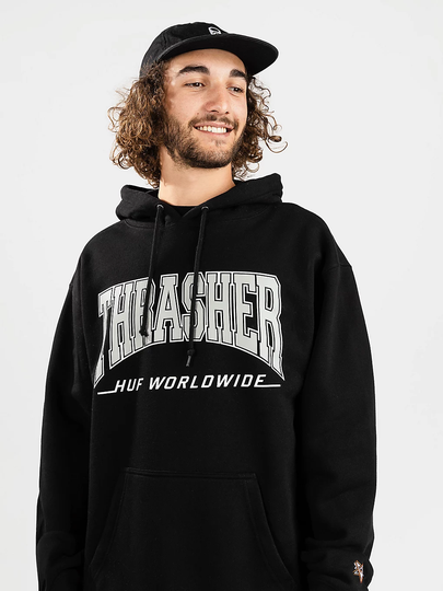 HUF X Thrasher Bayview Hoodie musta