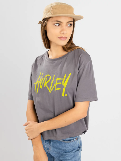 Hurley Oceancare Washed Cropped T-Shirt harmaa