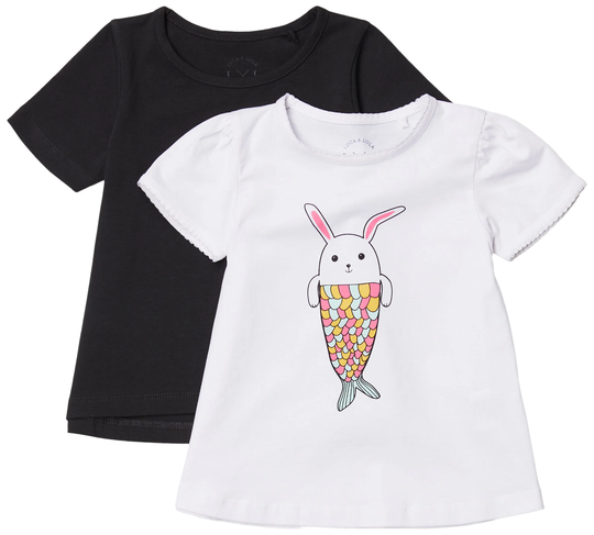 Luca & Lola Emily T-Paidat 2-pack, White/Anthracite 110-116