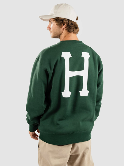 HUF Essentials Classic H Crew Sweater vihreä